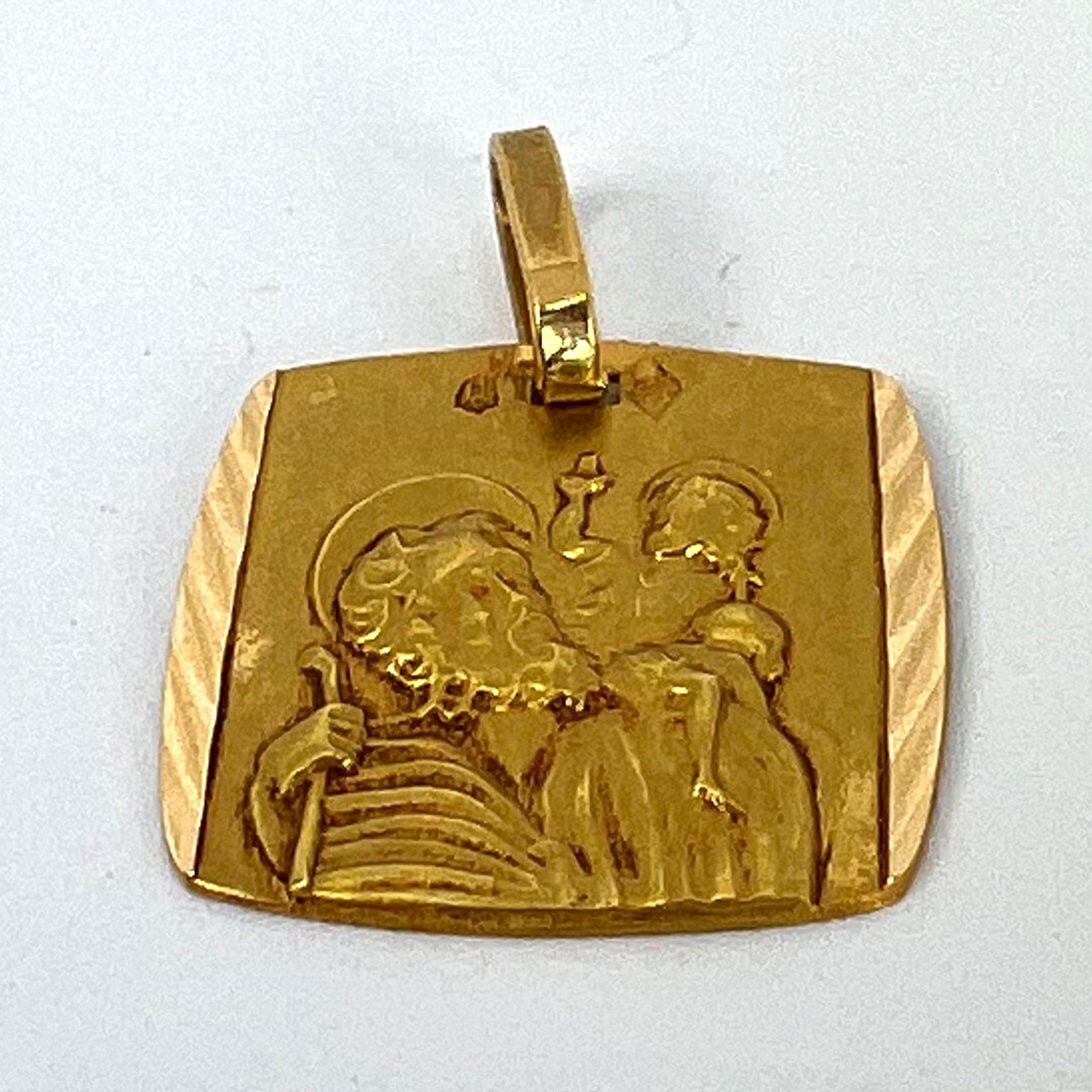 French 18K Yellow Gold Saint Christopher Charm Pendant For Sale 9