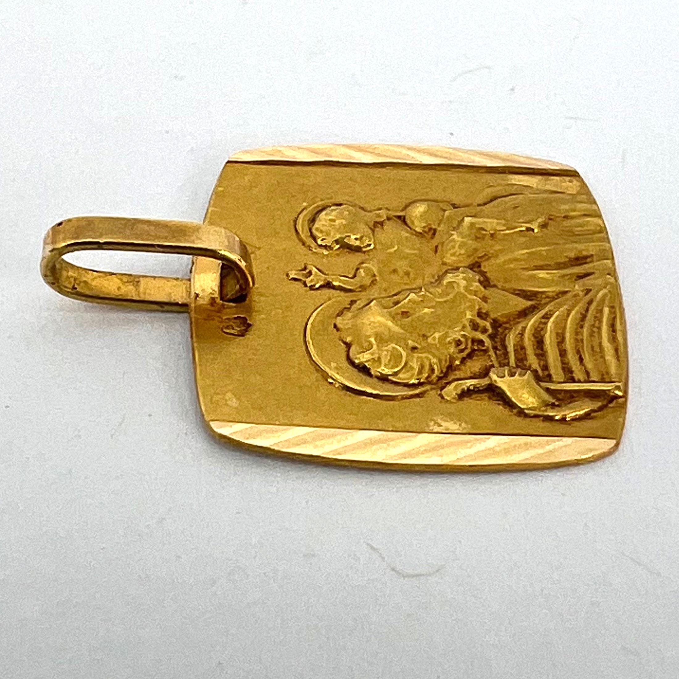 Pendentif français breloque Saint Christopher en or jaune 18 carats en vente 10