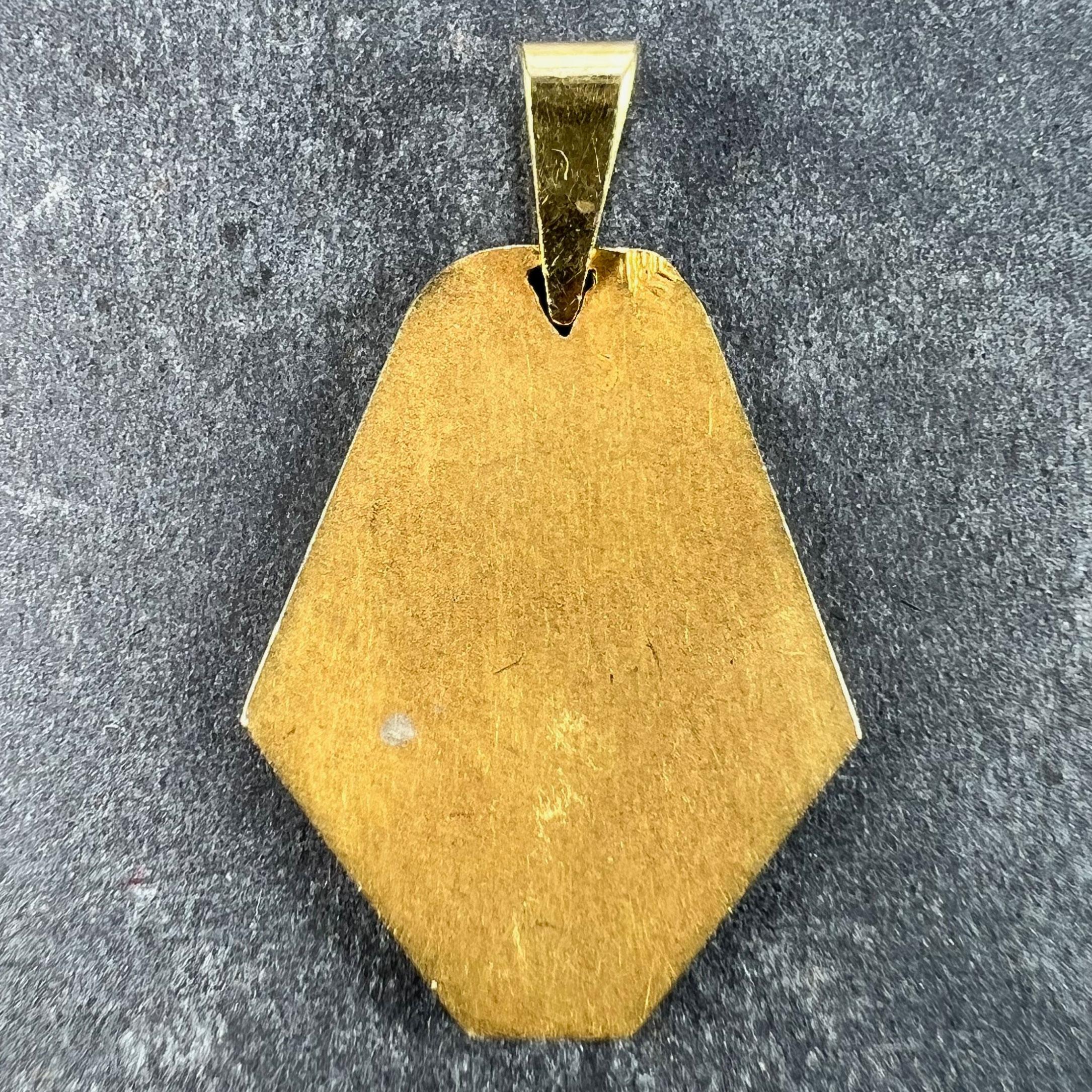 French 18K Yellow Gold St Therese Charm Pendant In Good Condition For Sale In London, GB