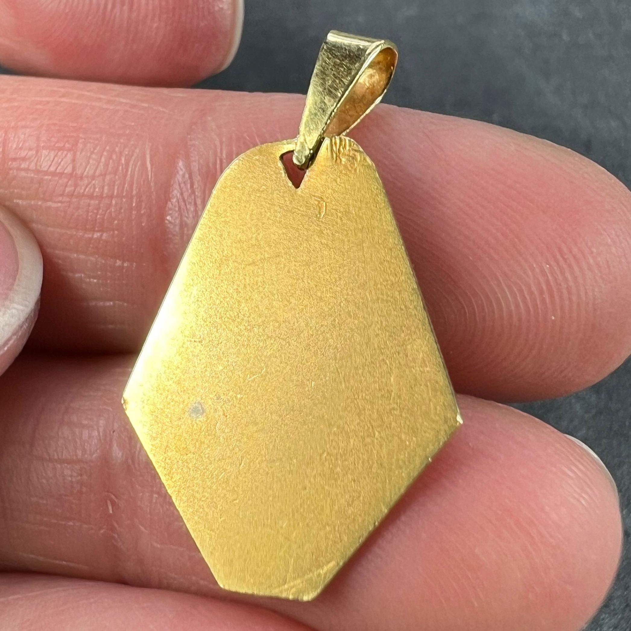 French 18K Yellow Gold St Therese Charm Pendant For Sale 4