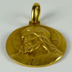 French 18 Karat Yellow Gold Techudin Jesus Christ Charm Pendant