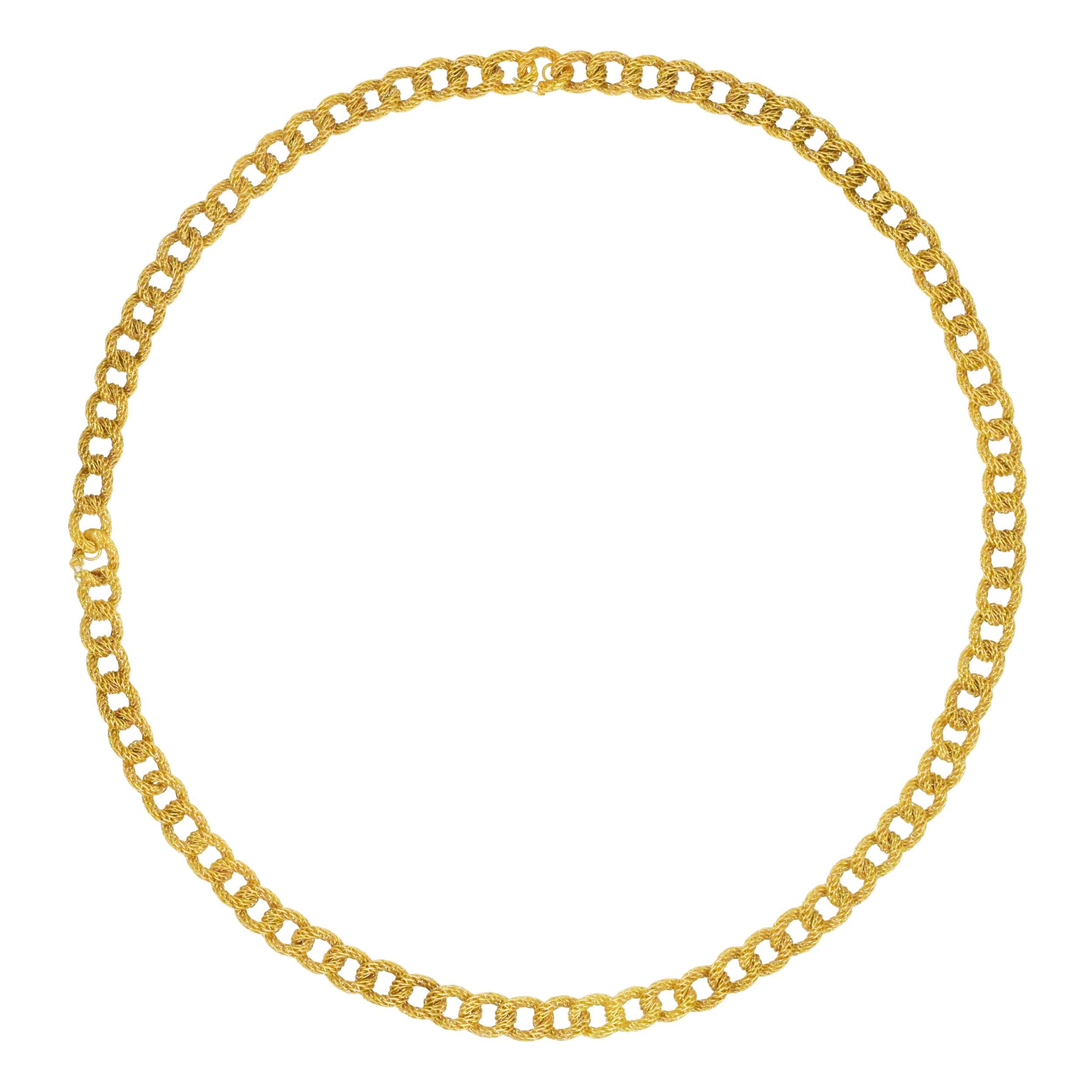 Bracciale e collana francese A Link in oro giallo 18 ct. in vendita 1