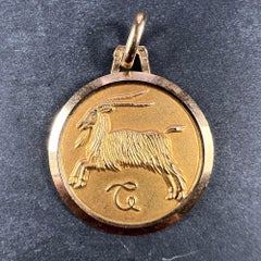 French 18k Yellow Gold Zodiac Capricorn Charm Pendant