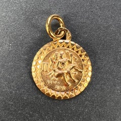 French 18K Yellow Gold Zodiac Gemini Charm Pendant