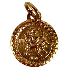 French 18K Yellow Gold Zodiac Gemini Charm Pendant