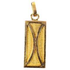 French 18K Yellow Gold Zodiac Pisces Symbol Charm Pendant