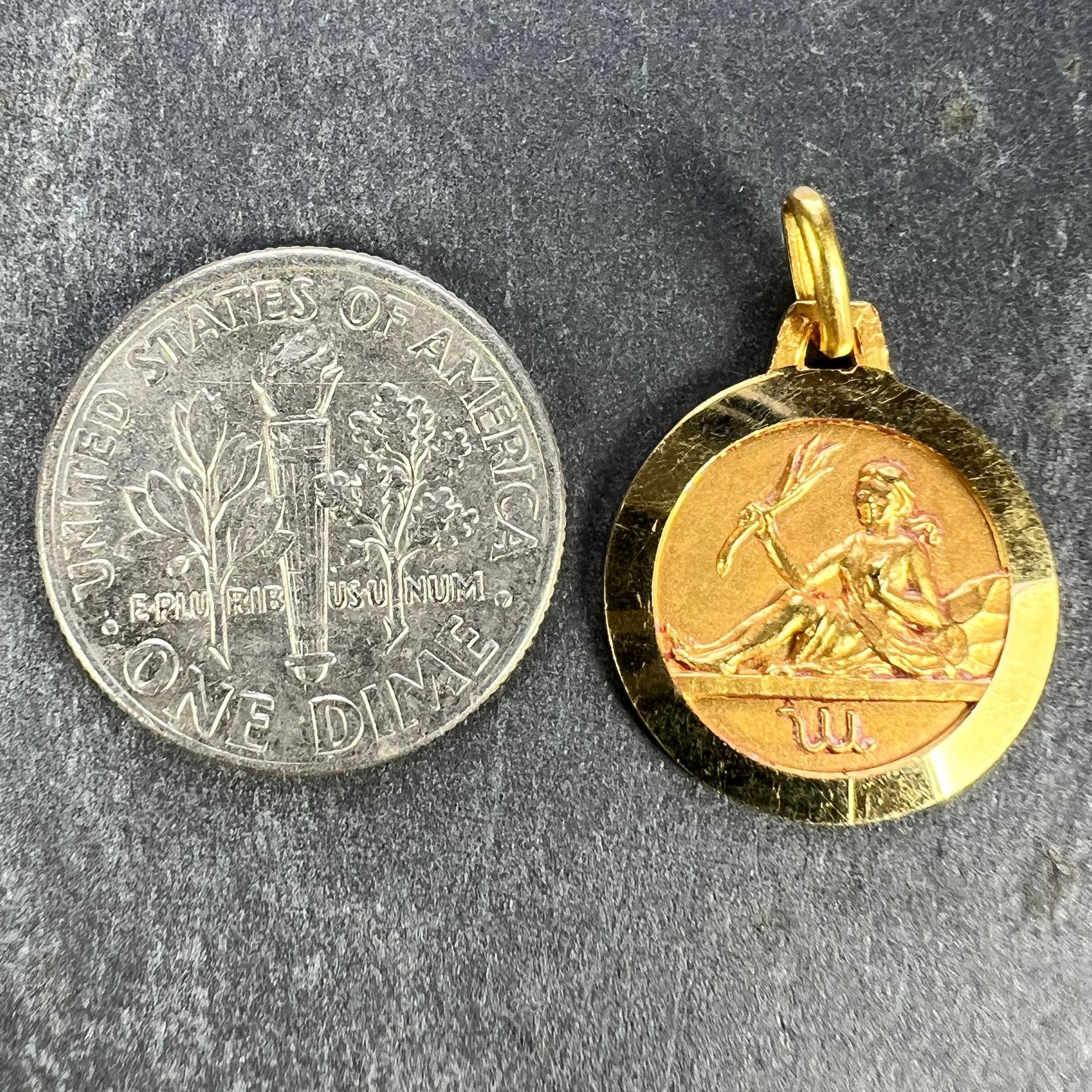 French 18K Yellow Gold Zodiac Virgo Charm Pendant For Sale 5