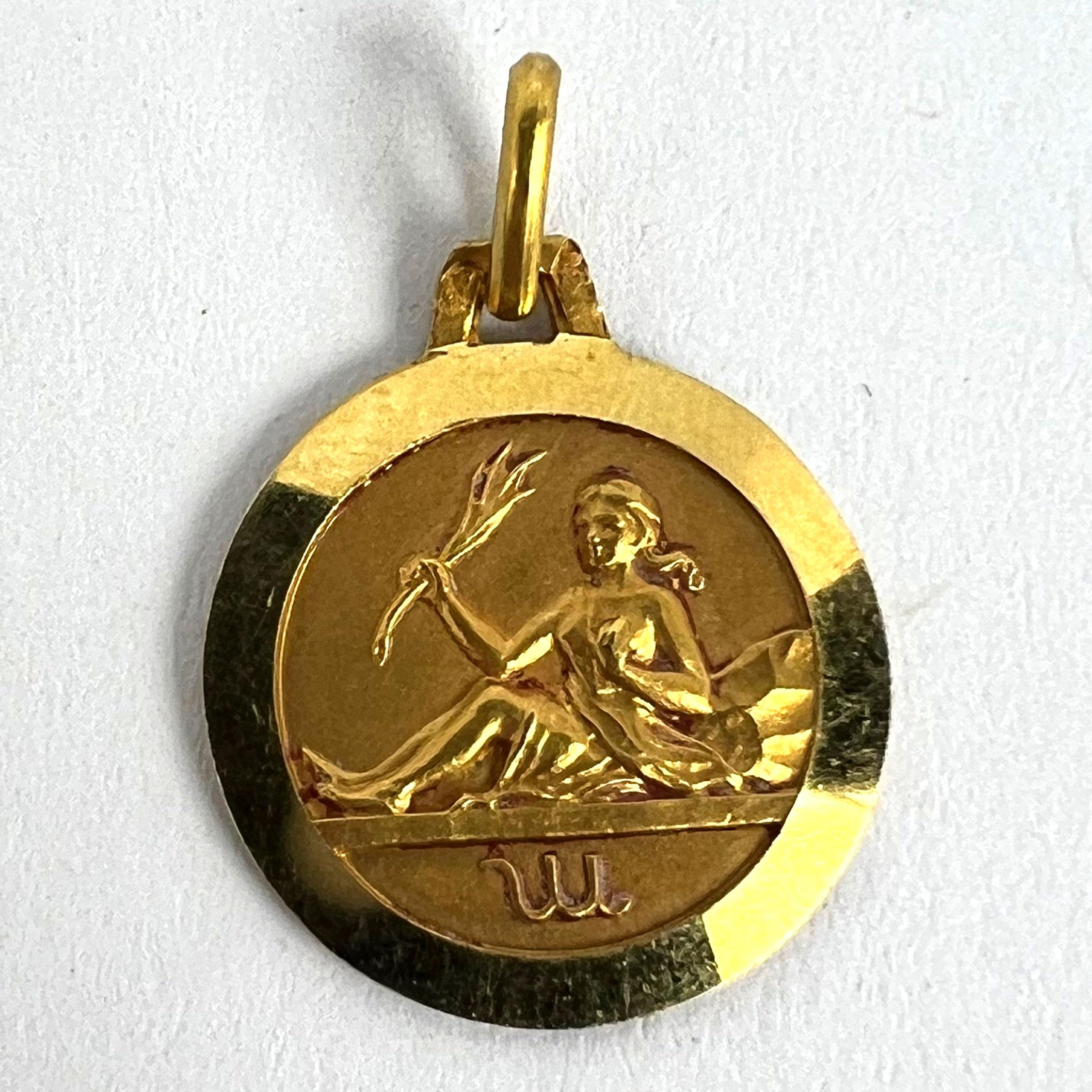 French 18K Yellow Gold Zodiac Virgo Charm Pendant For Sale 6