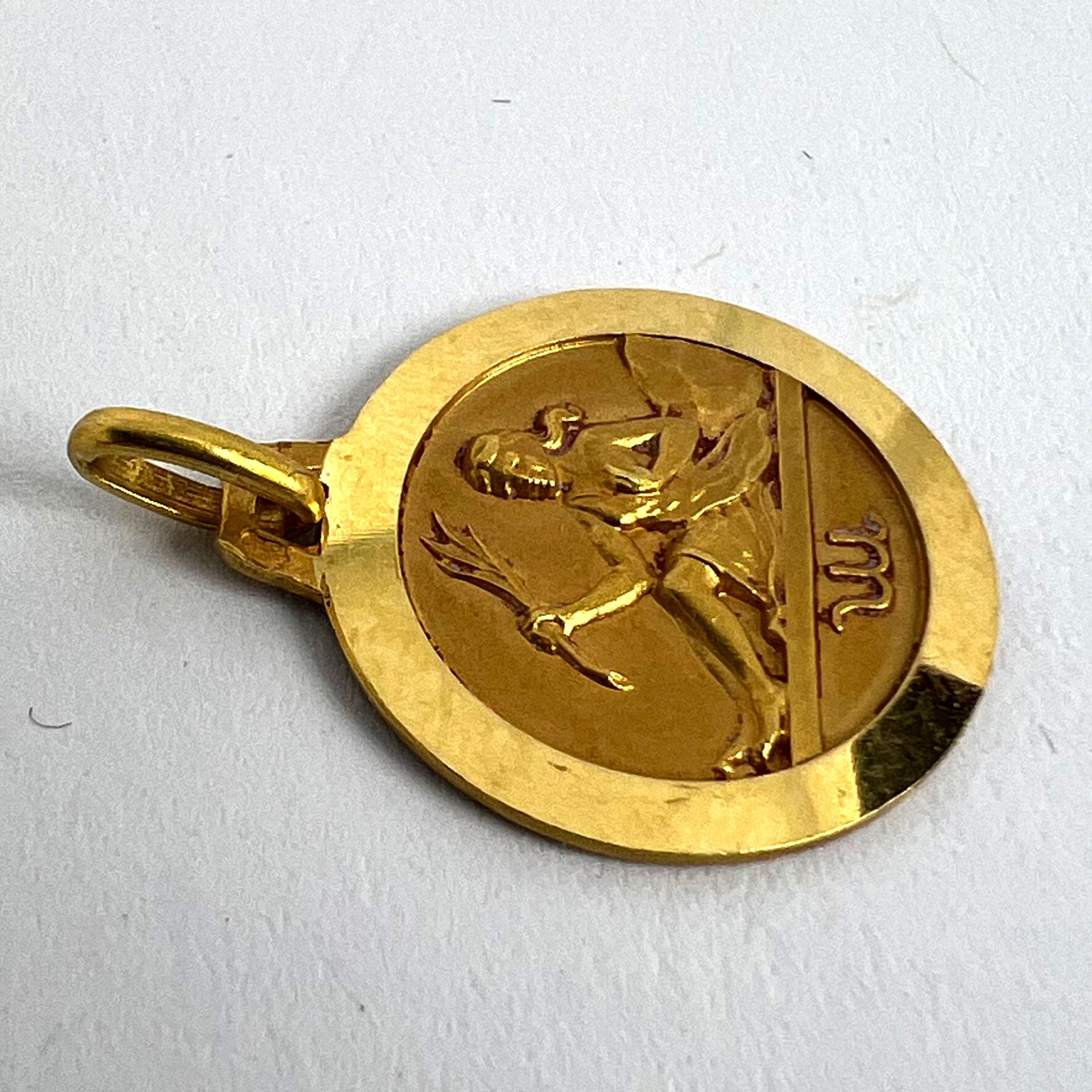 French 18K Yellow Gold Zodiac Virgo Charm Pendant For Sale 9