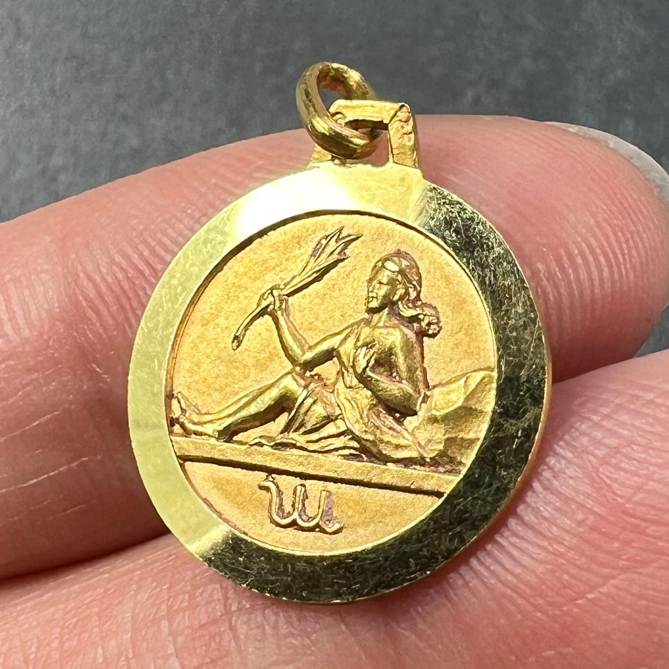 French 18K Yellow Gold Zodiac Virgo Charm Pendant For Sale 1
