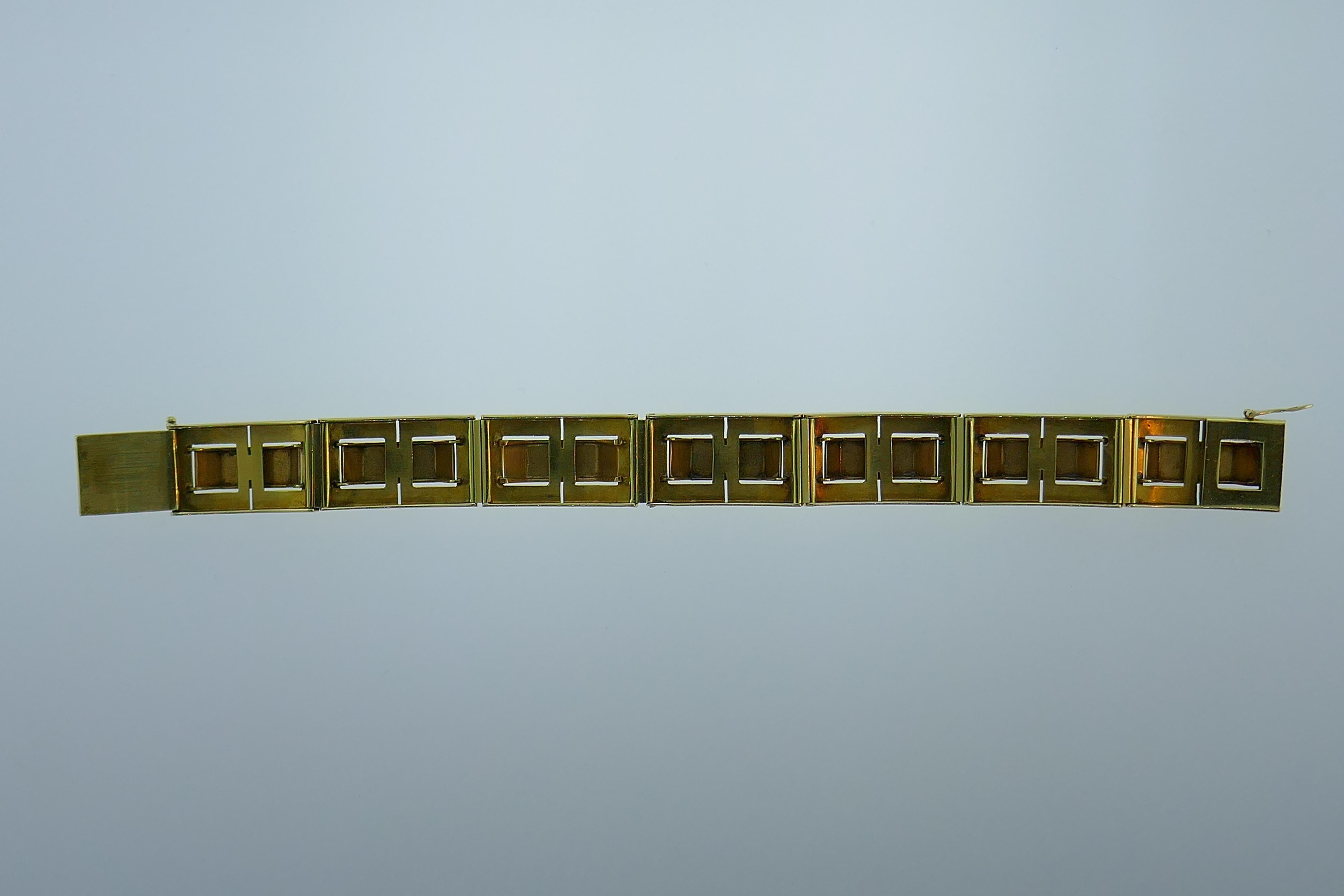 Women's or Men's French 18k Yellow & Rose Gold Tank Bracelet Retro, circa 1940s