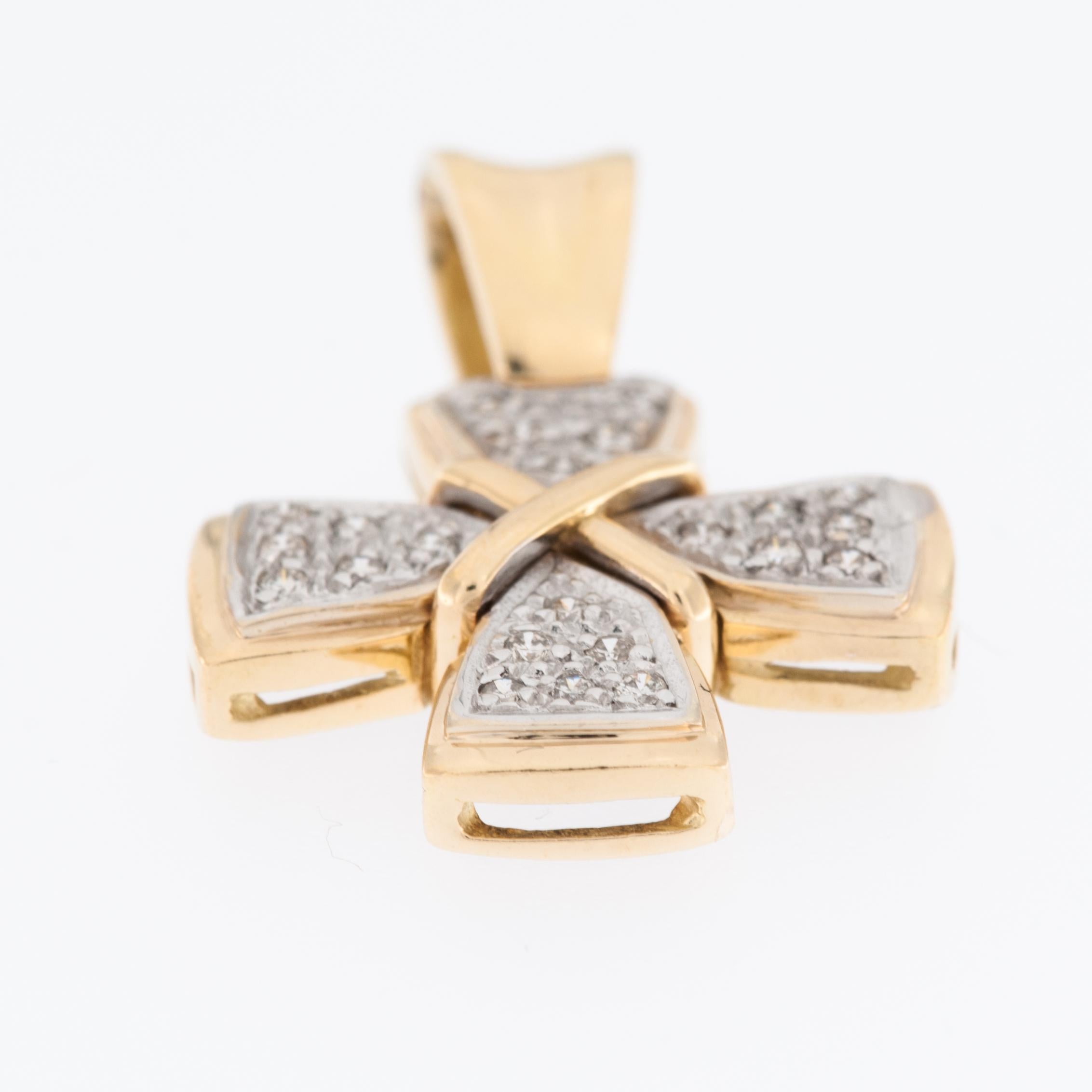 Modern French 18kt Gold Cross with Diamonds  For Sale