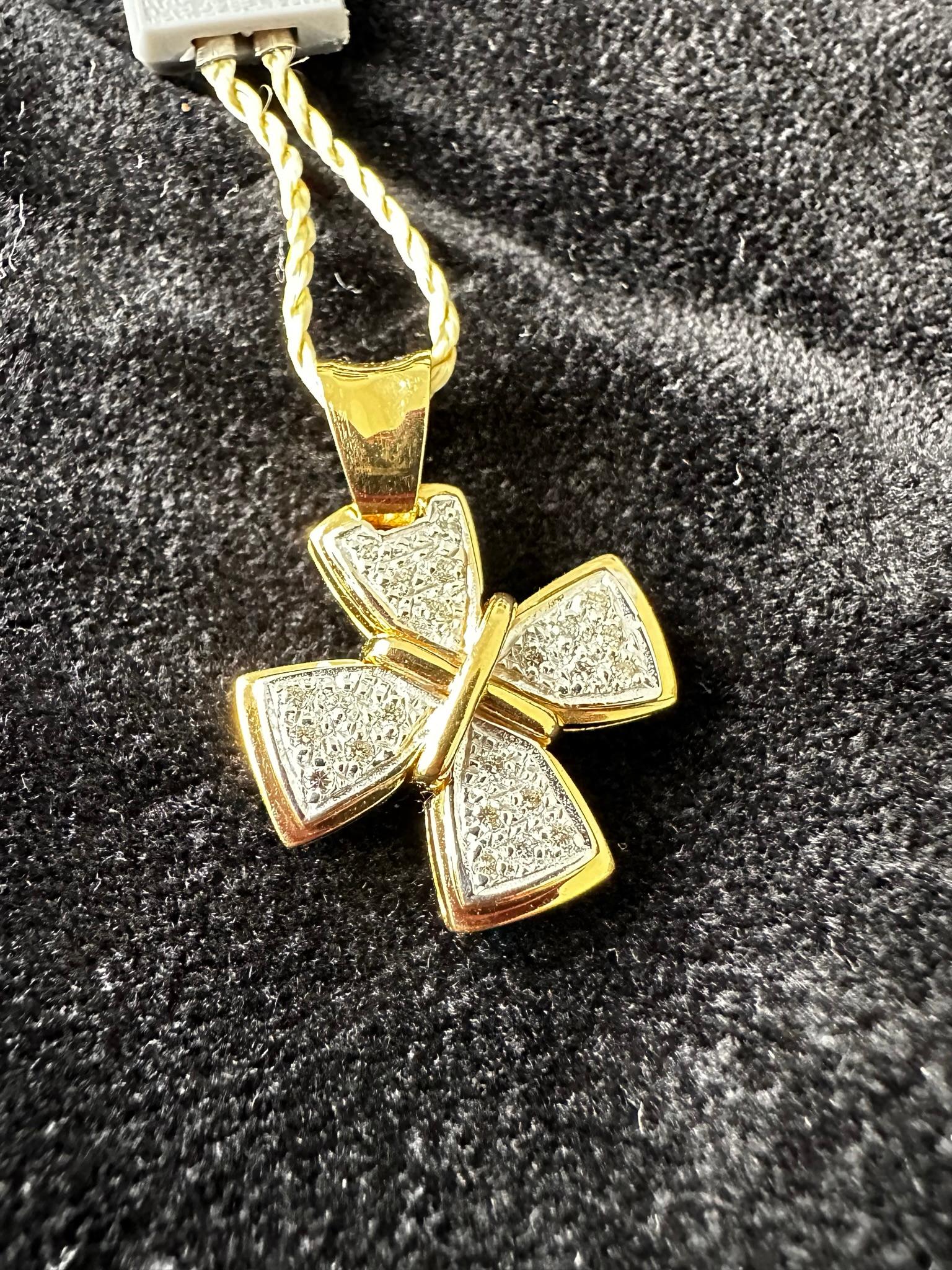 Women's or Men's French 18kt Gold Cross with Diamonds  For Sale