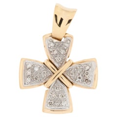 Vintage French 18kt Gold Cross with Diamonds 