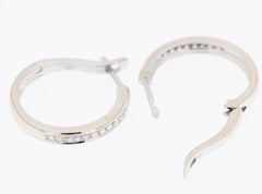 French 18kt White Gold Hoop Earrings with Diamonds