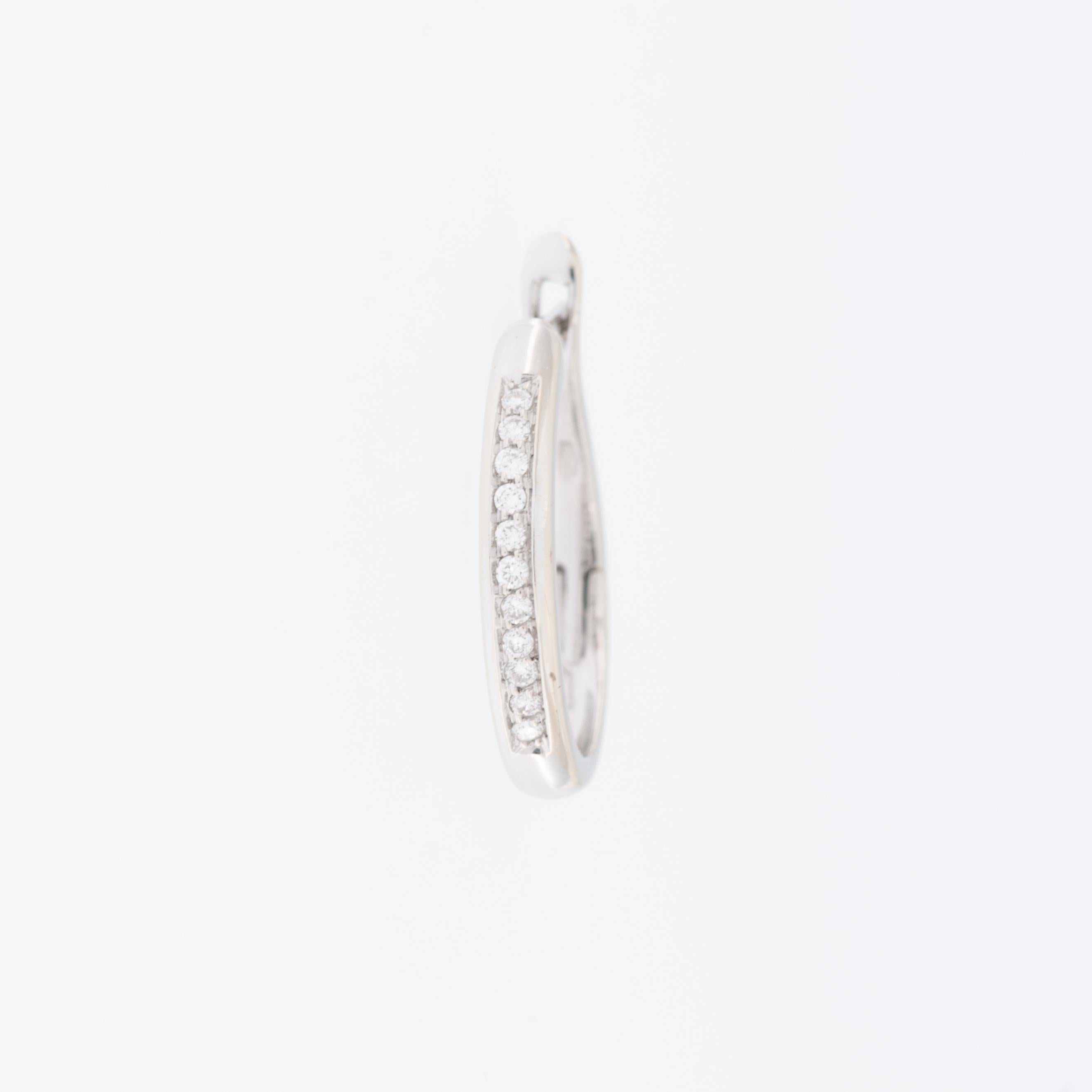 Brilliant Cut French 18kt White Gold Hoop Earrings with Diamonds For Sale