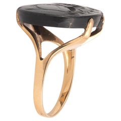 French 18kt Yellow Gold and Agate Intaglio Ring