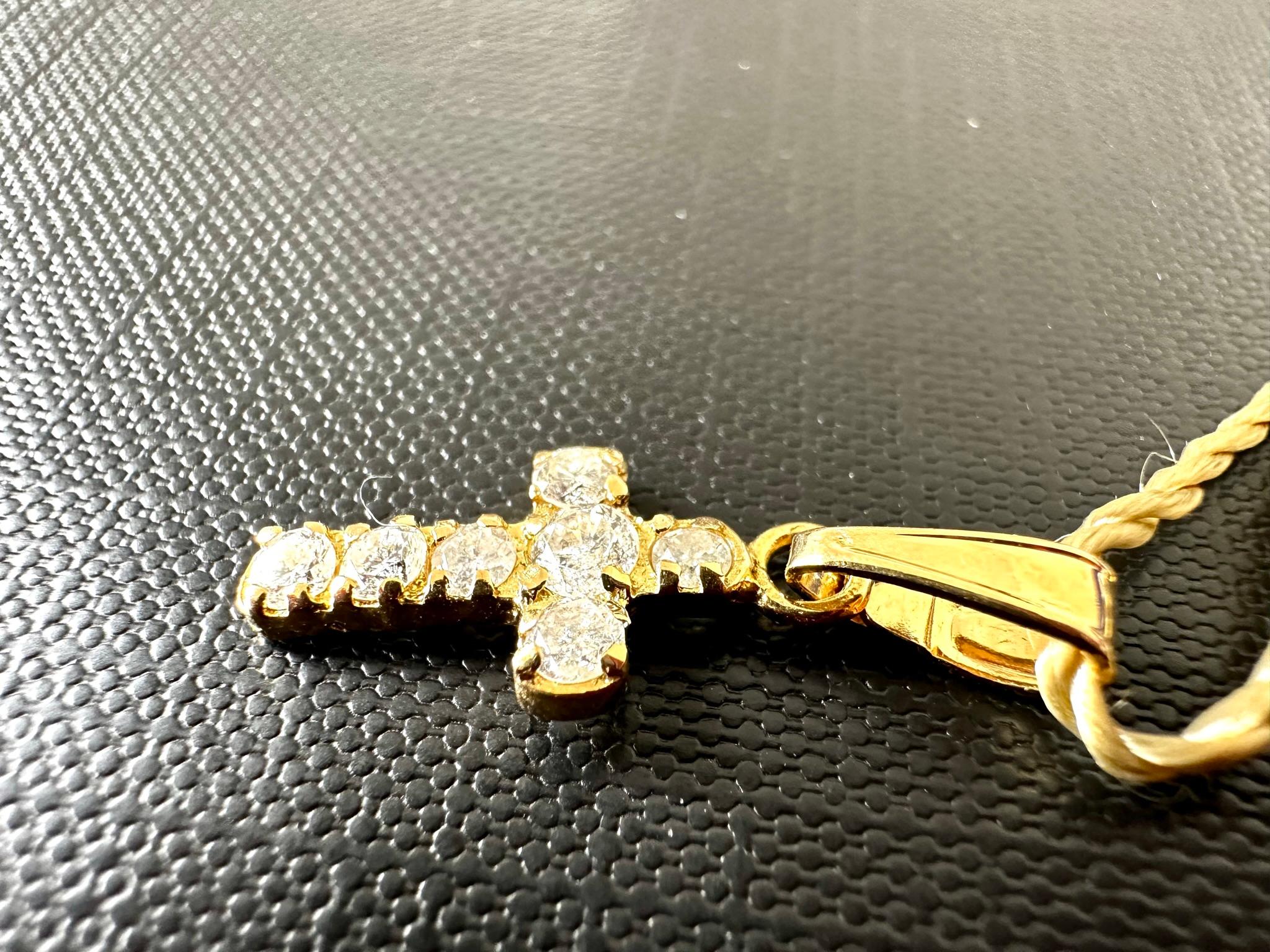 French 18kt Yellow Gold Cross with Diamonds  For Sale 1