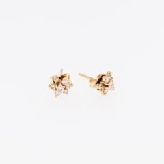 French 18kt Yellow Gold Diamond Earrings