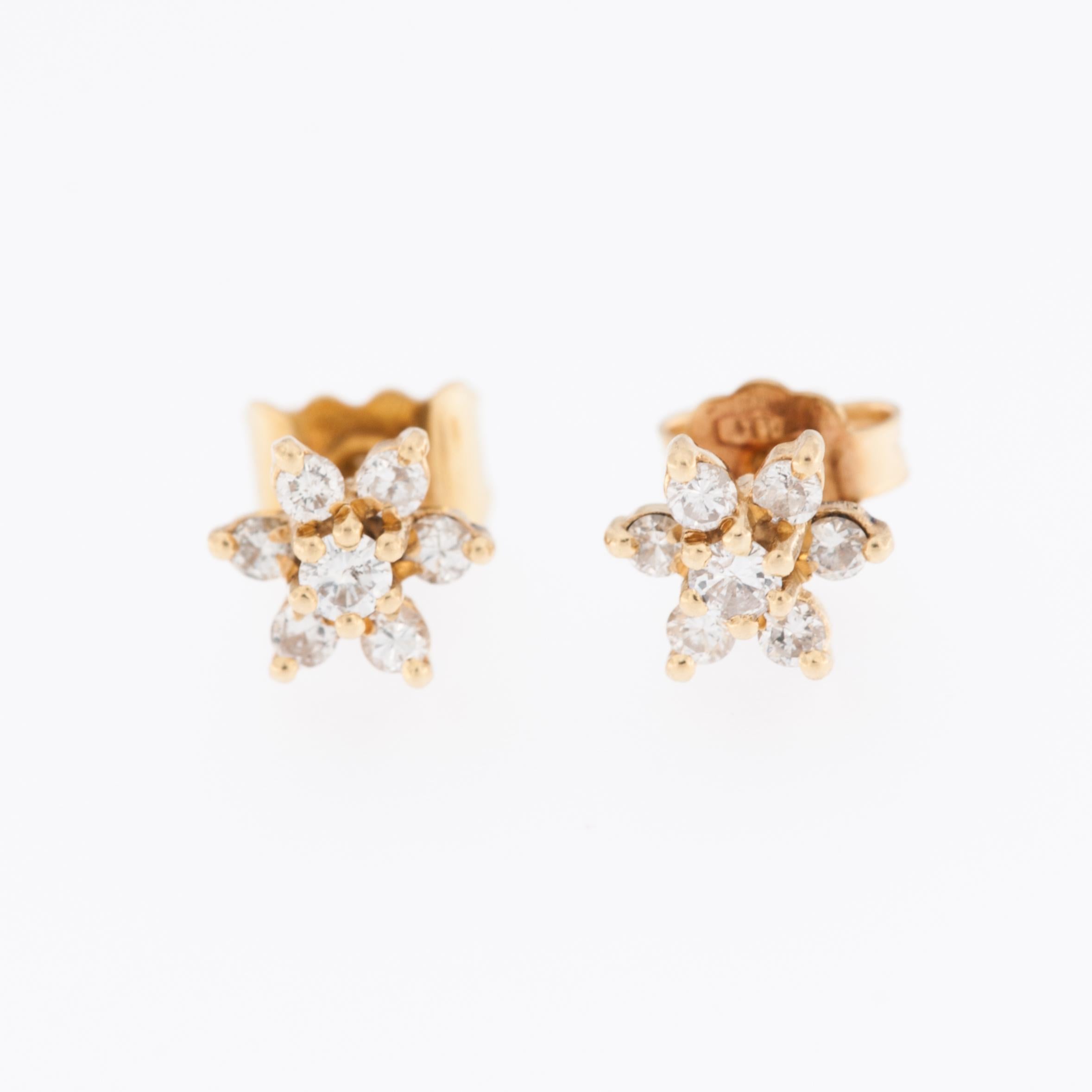 Artist French 18kt Yellow Gold Diamond Earrings For Sale