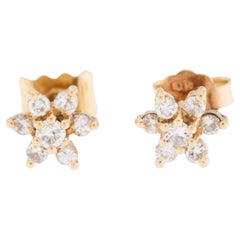 Vintage French 18kt Yellow Gold Diamond Earrings