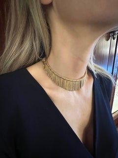 French 18kt Yellow Gold Fringe Choker Necklace
