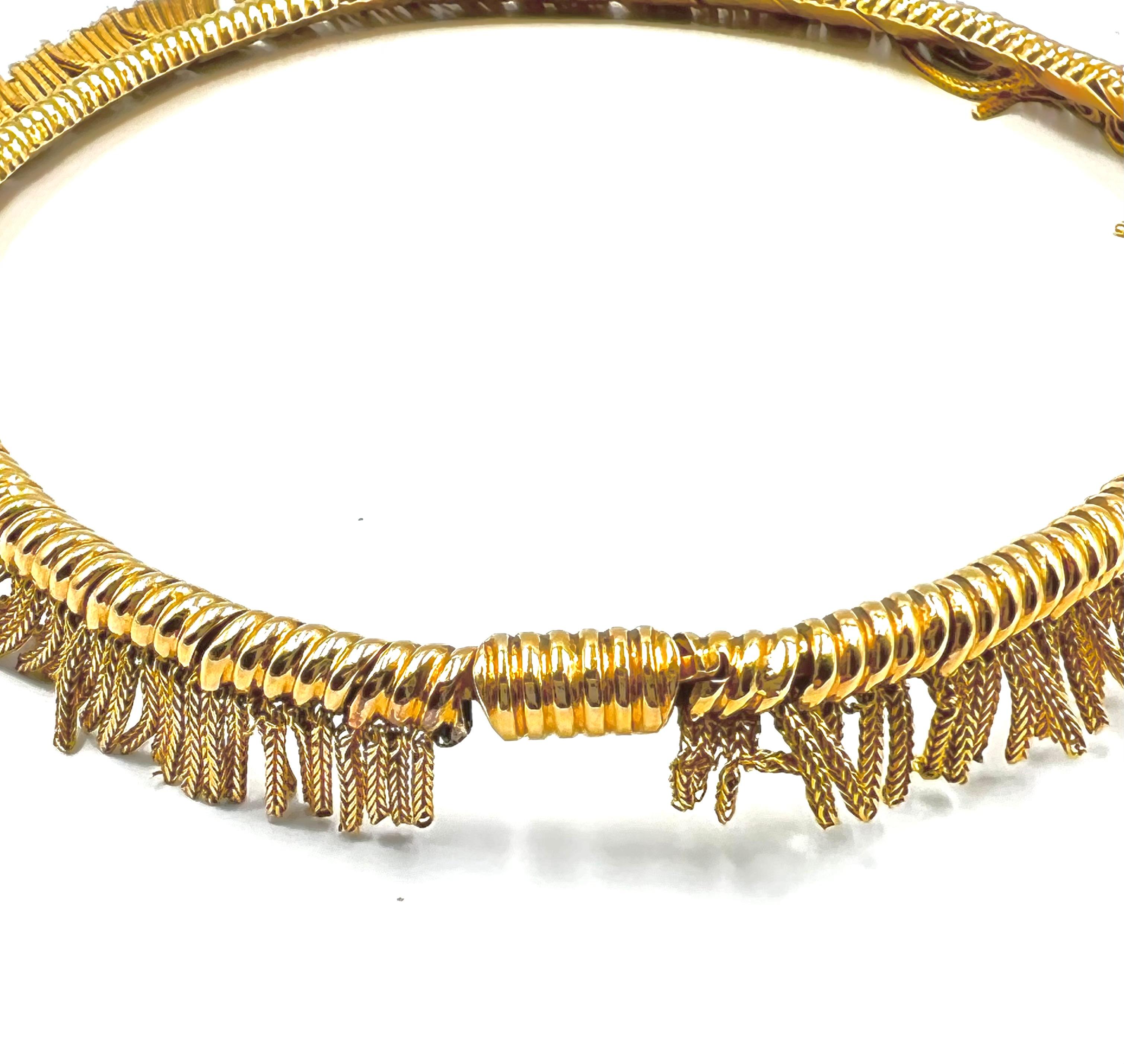 Women's French 18kt Yellow Gold Fringe Choker Necklace