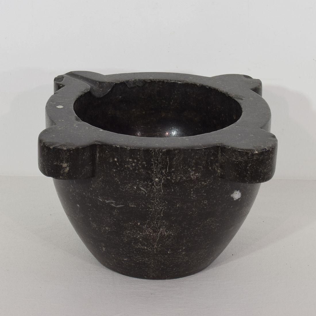 French Provincial French 18th-19th Century Black Marble Mortar