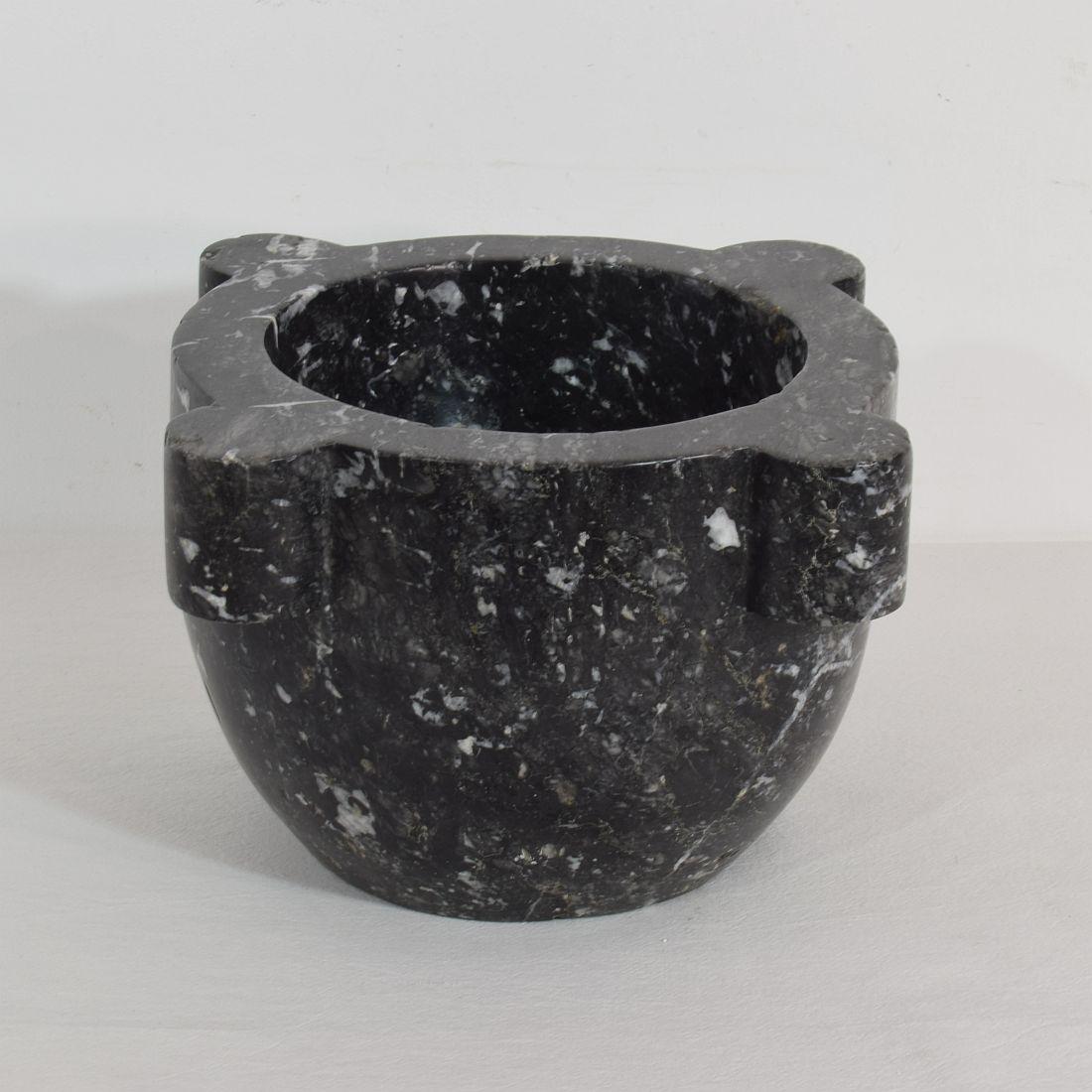 French Provincial French 18th-19th Century Black Marble Mortar