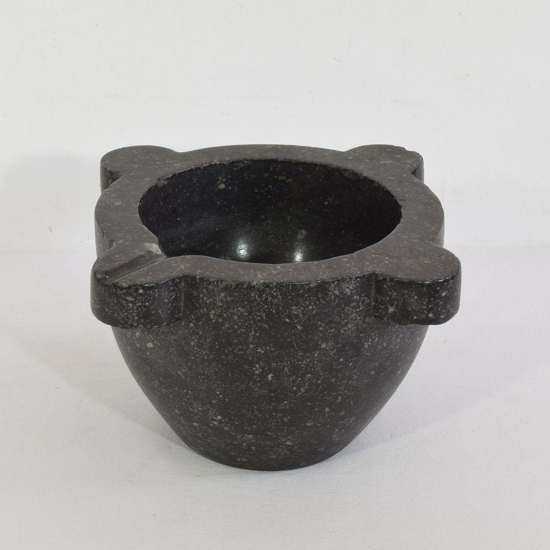 French Provincial French 18th-19th Century Black Marble Mortar For Sale