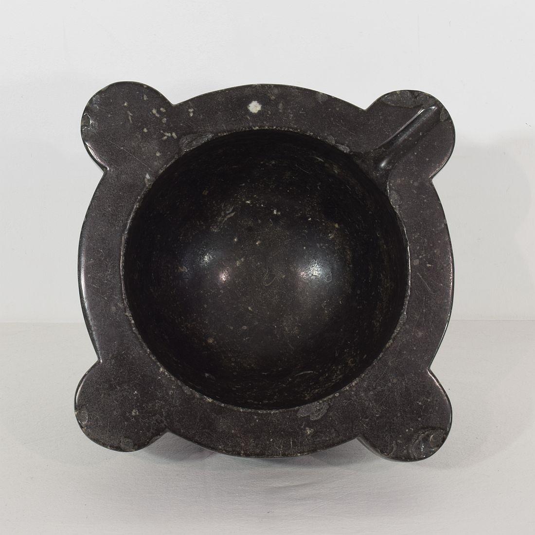 Belgian Black Marble French 18th-19th Century Black Marble Mortar