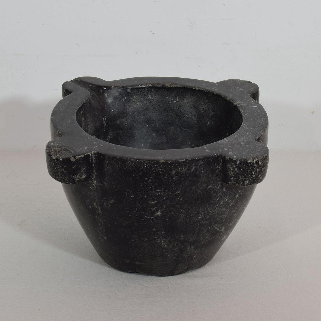Belgian Black Marble French 18th-19th Century Black Marble Mortar