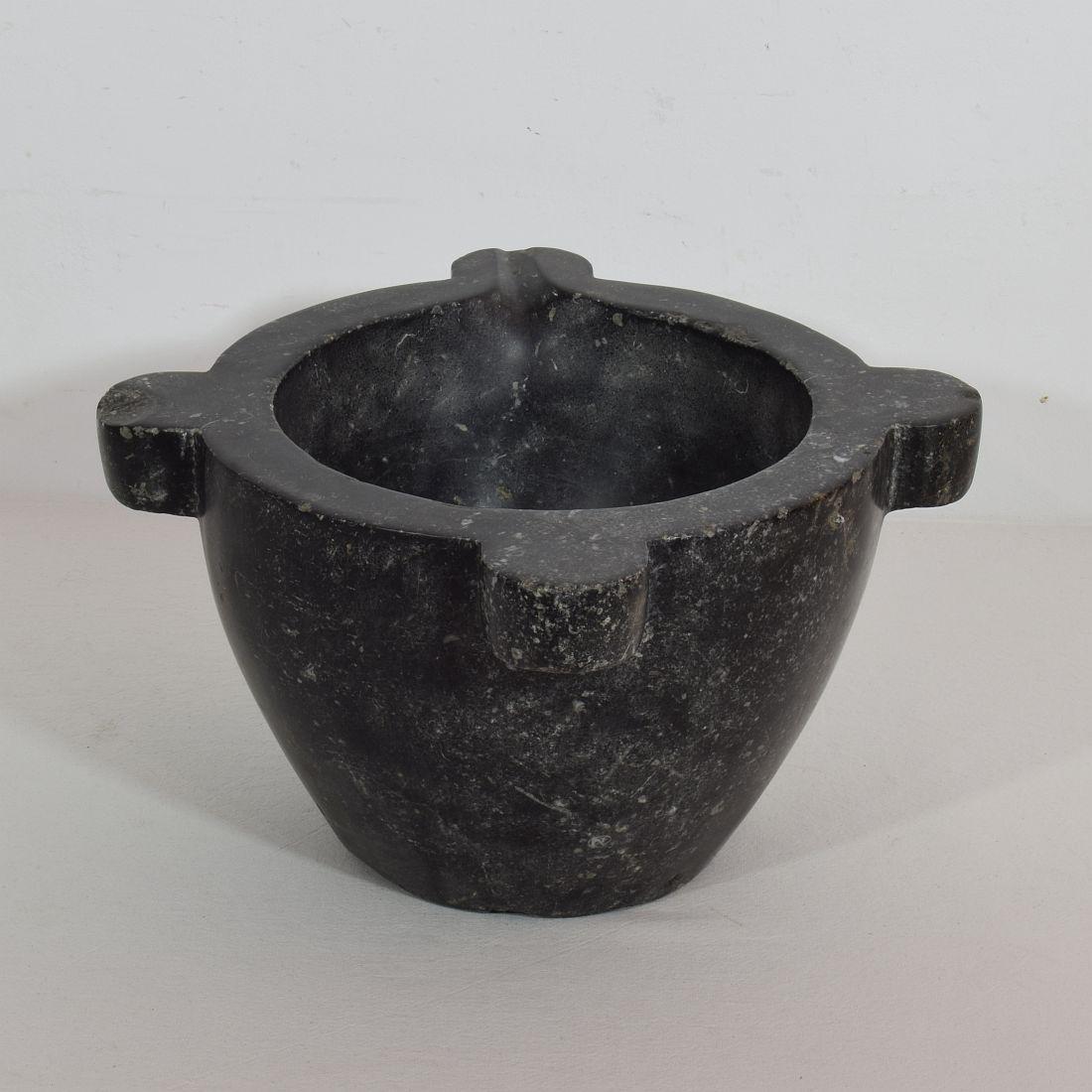 French 18th-19th Century Black Marble Mortar 1