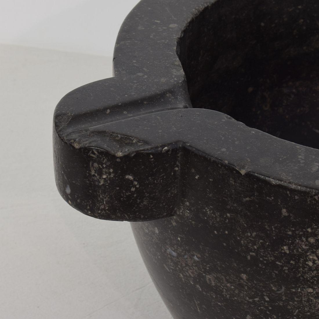 French 18th-19th Century Black Marble Mortar 2
