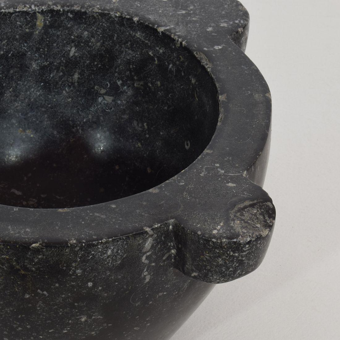 French 18th-19th Century Black Marble Mortar 4