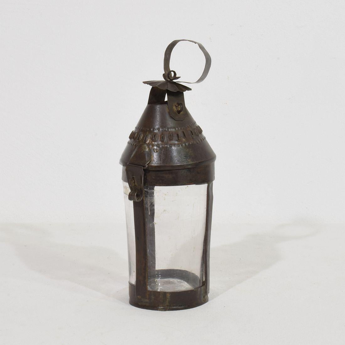 Very rare small folk art lantern. Its design is wonderful due to its simplicity, France, circa 1800-1850.

Beautiful weathered.
