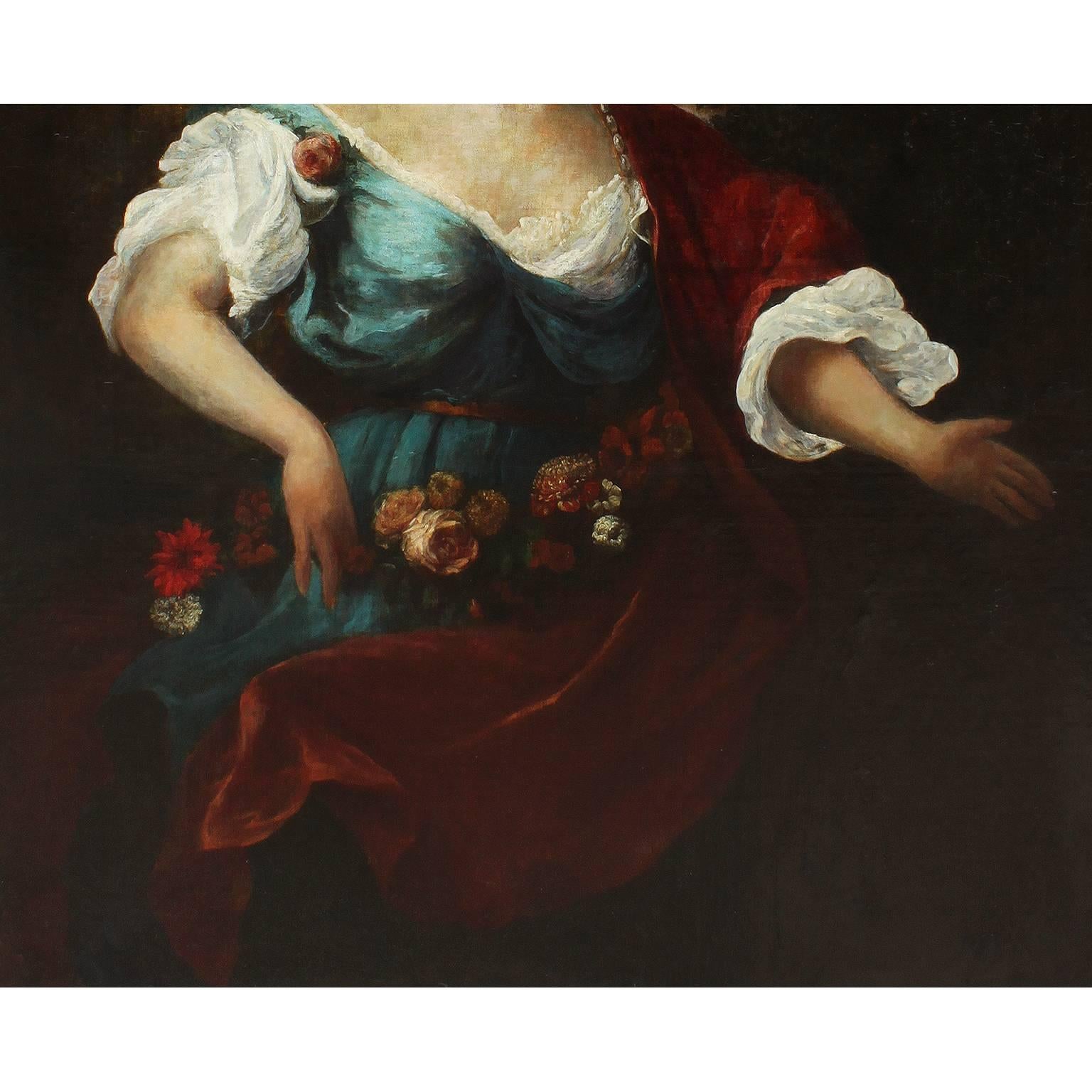 Sculpté Portrait de femme, huile sur toile française du XVIIIe et XIXe siècle, d'après Jean-Marc Nattier en vente