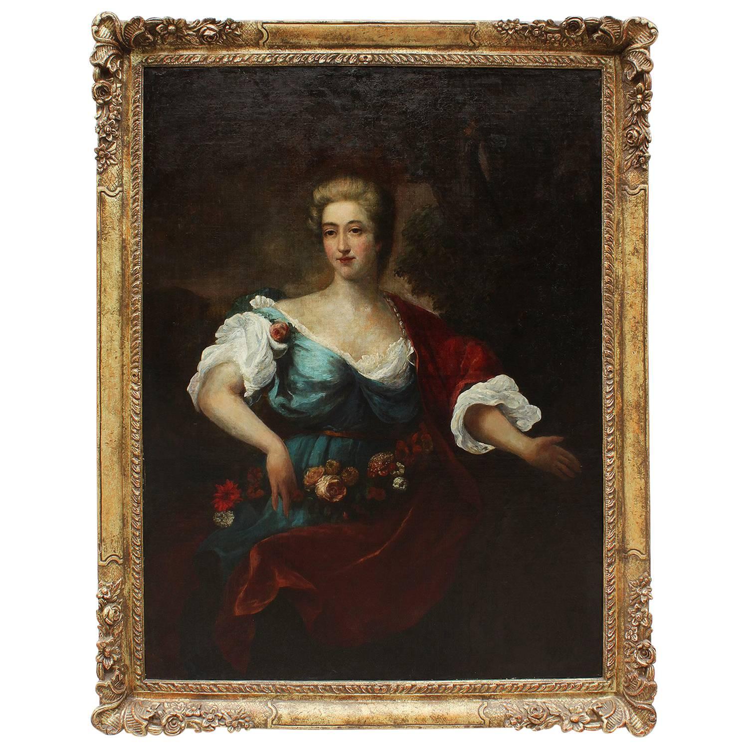 French 18th-19th Century Oil on Canvas Portrait of Lady, after Jean-Marc Nattier