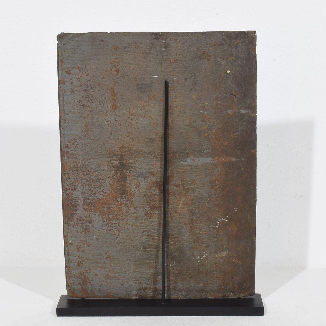 Pintura francesa del siglo XVIII/ XIX de María con el Niño Jesús sobre metal Pintado a mano en venta