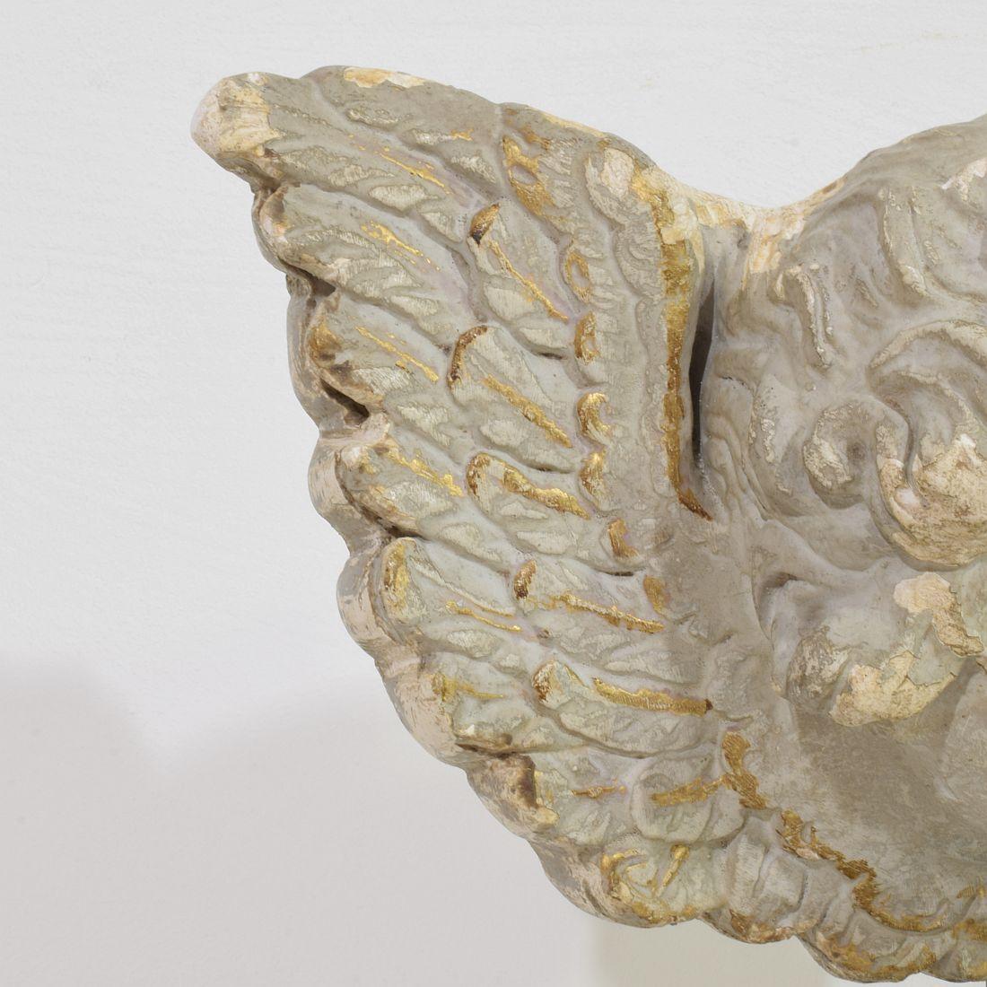 French, 18th/ 19th Century Plaster Angel Head Ornament For Sale 5