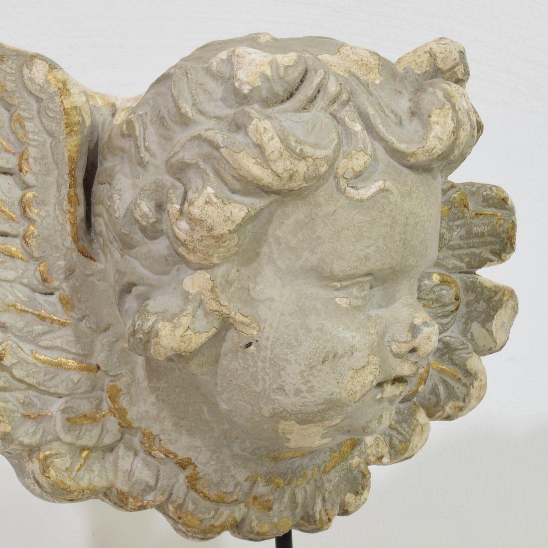 French, 18th/ 19th Century Plaster Angel Head Ornament For Sale 6