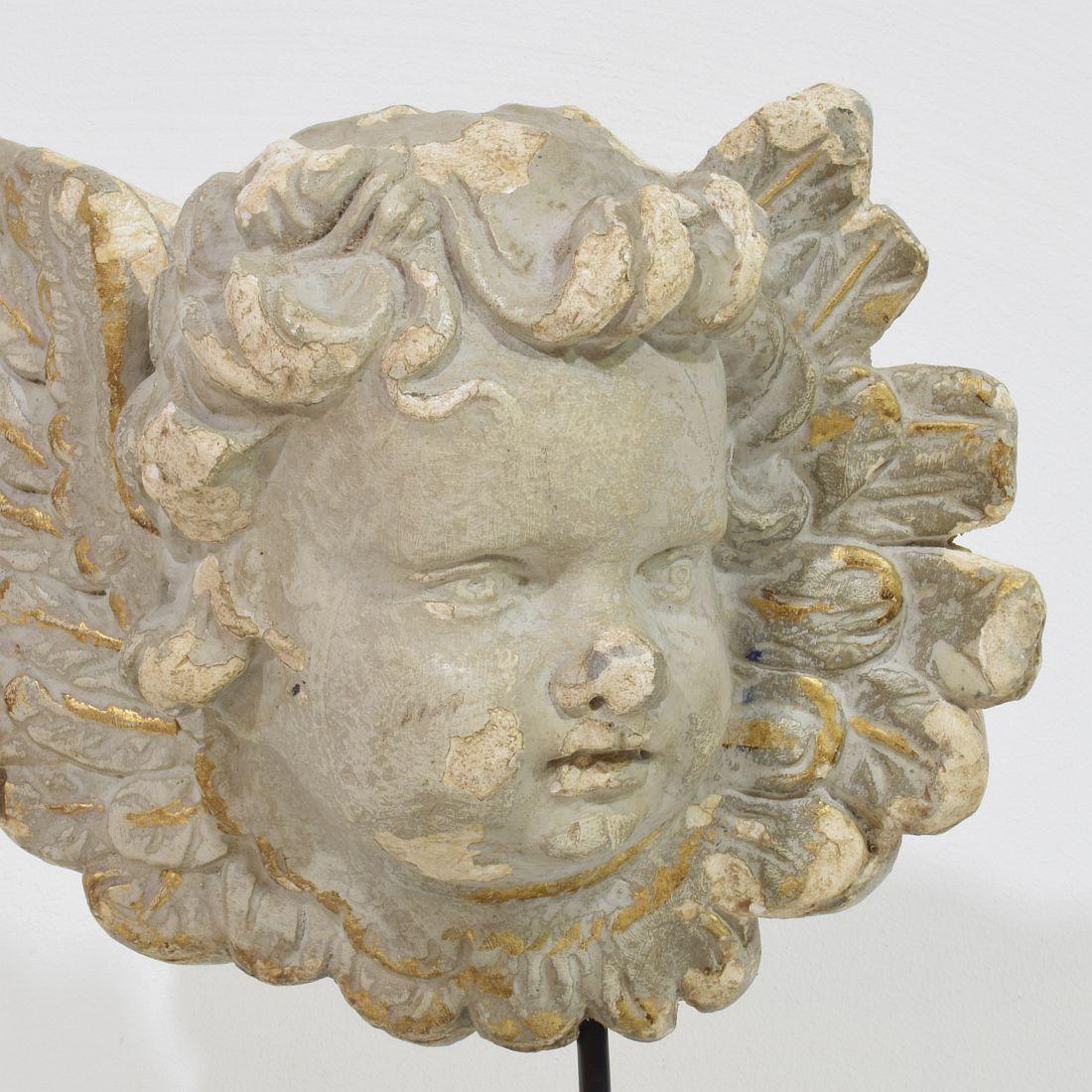 French, 18th/ 19th Century Plaster Angel Head Ornament For Sale 7