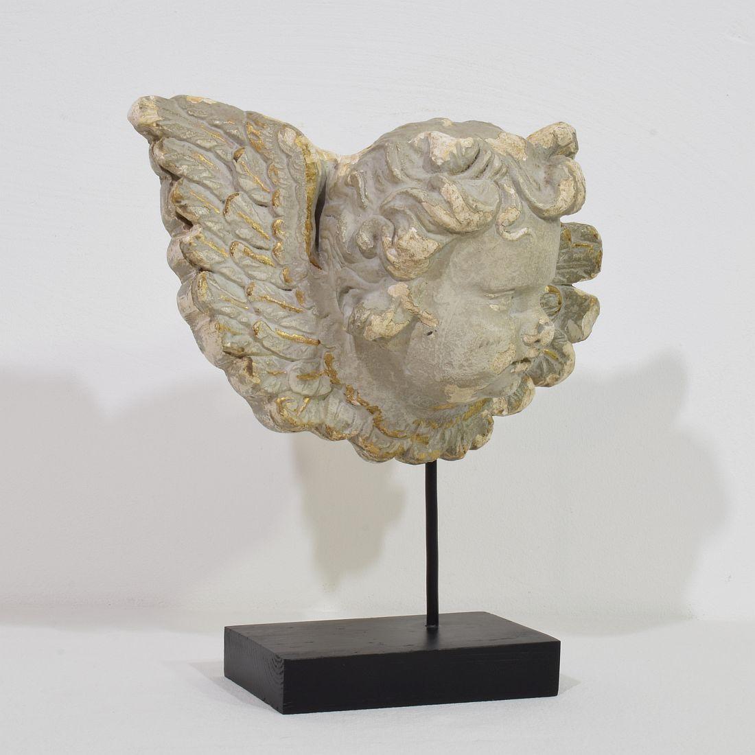 Baroque French, 18th/ 19th Century Plaster Angel Head Ornament For Sale