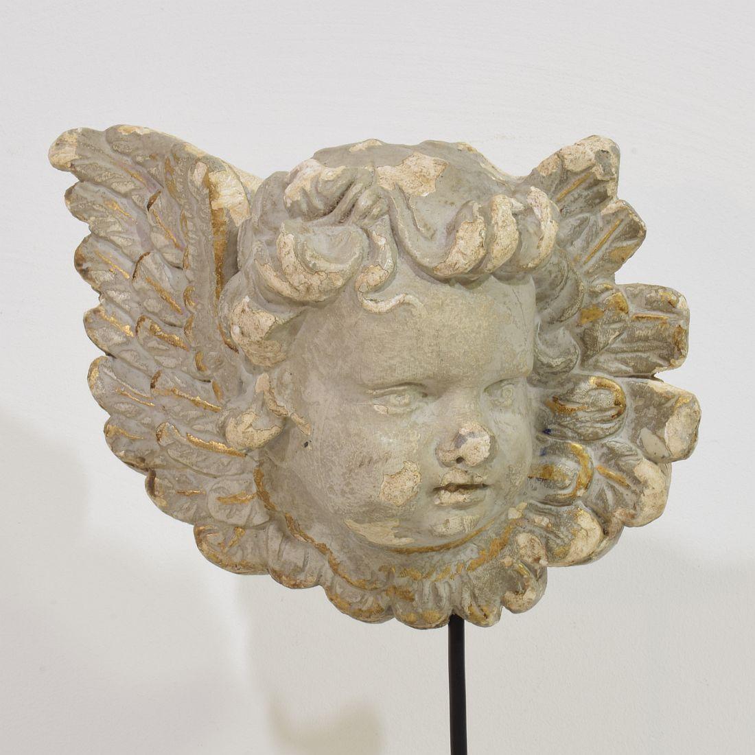 French, 18th/ 19th Century Plaster Angel Head Ornament For Sale 3