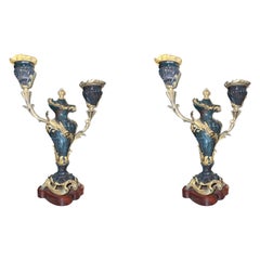Französisch 18. Jh. Blutstein mit Gold Kerzenständer-Paar