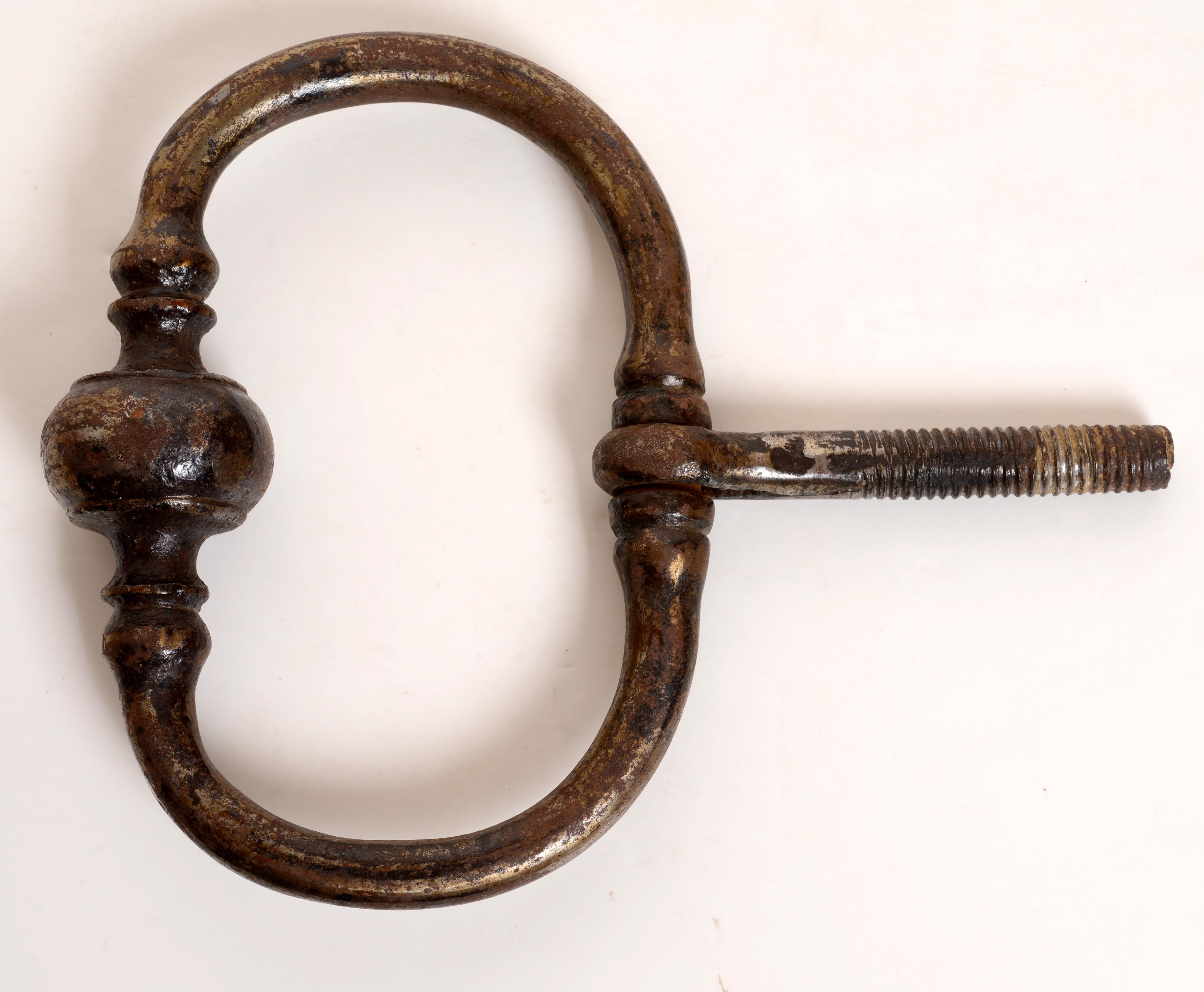 French 18th c Door Knocker with Original Cast Iron Knocker & Wrought Iron Back  In Good Condition For Sale In valatie, NY