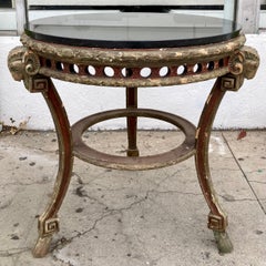 French 18th C Polychrome Painted Louis XVI Gueridon Table With Black Granite Top