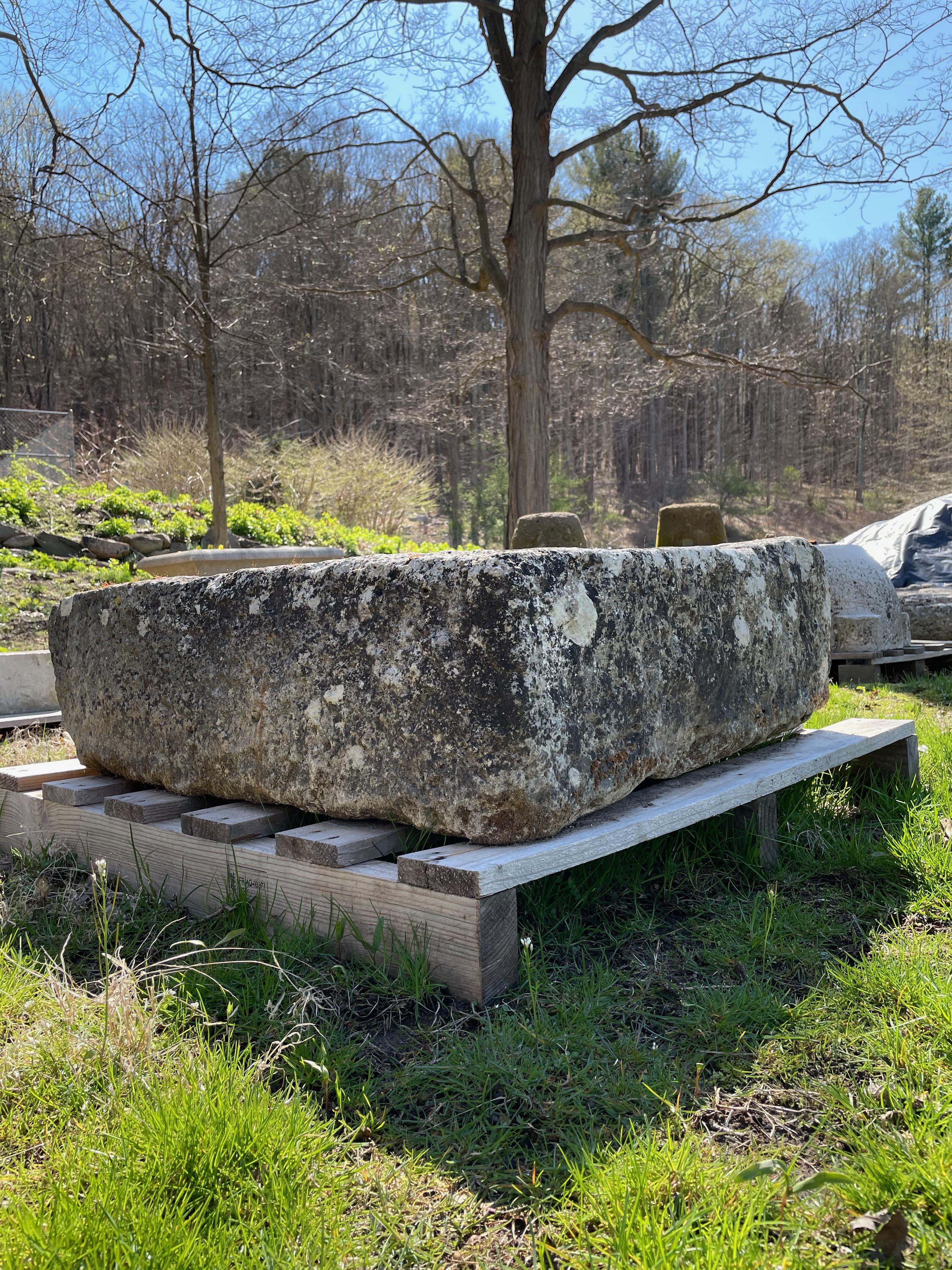 French 18th C Square Hand-Carved Limestone Trough In Good Condition In Woodbury, CT