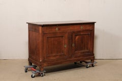 French 18th C. Wooden Buffet Cabinet with Fluted Accents & Neoclassical Hardware