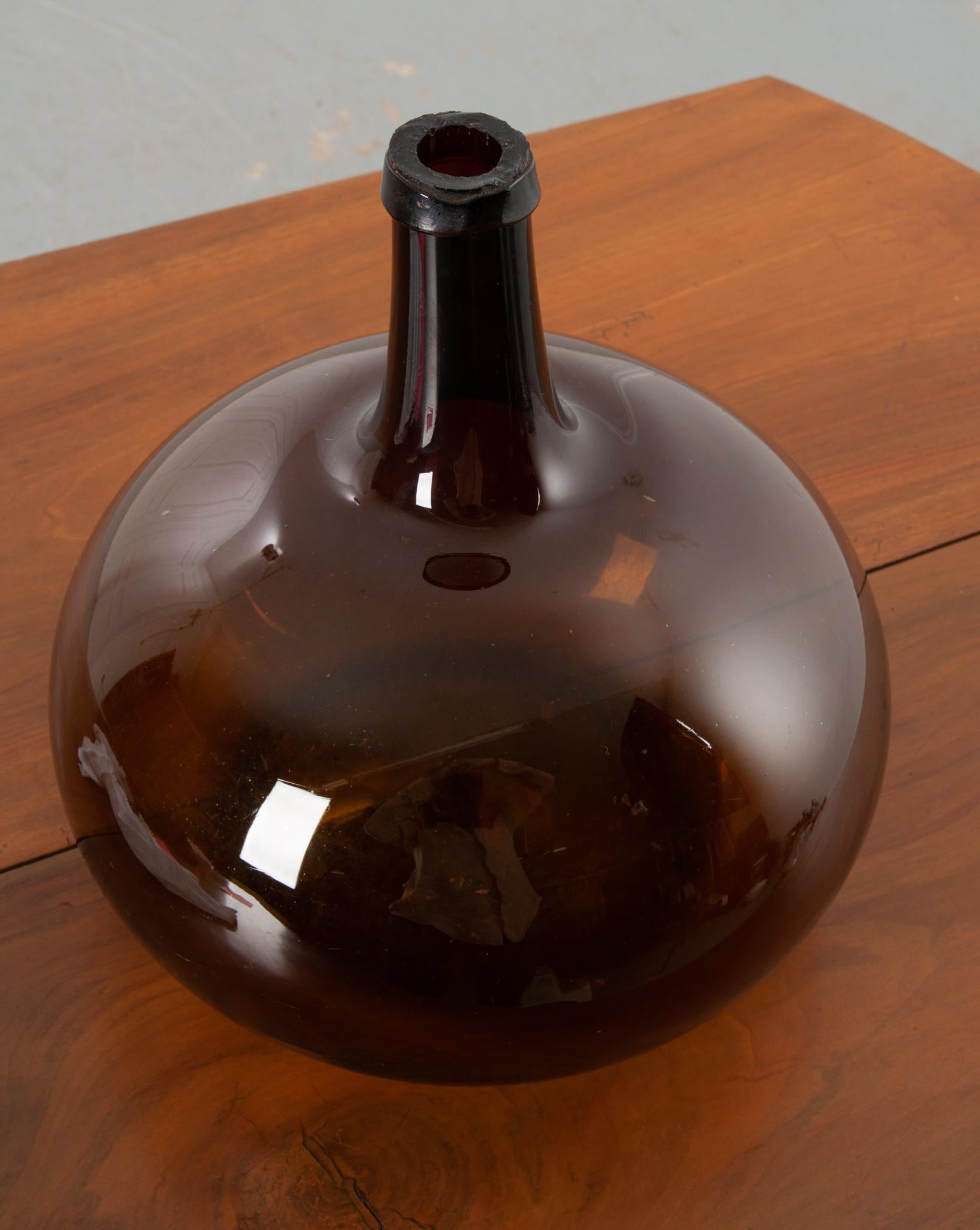 Fired French 18th Century Amber Glass Wine Keg For Sale